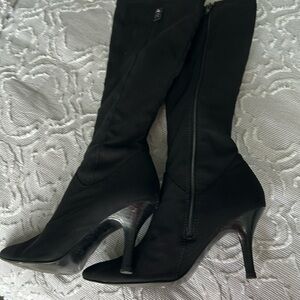 Ann Klein fabric knee-high boots